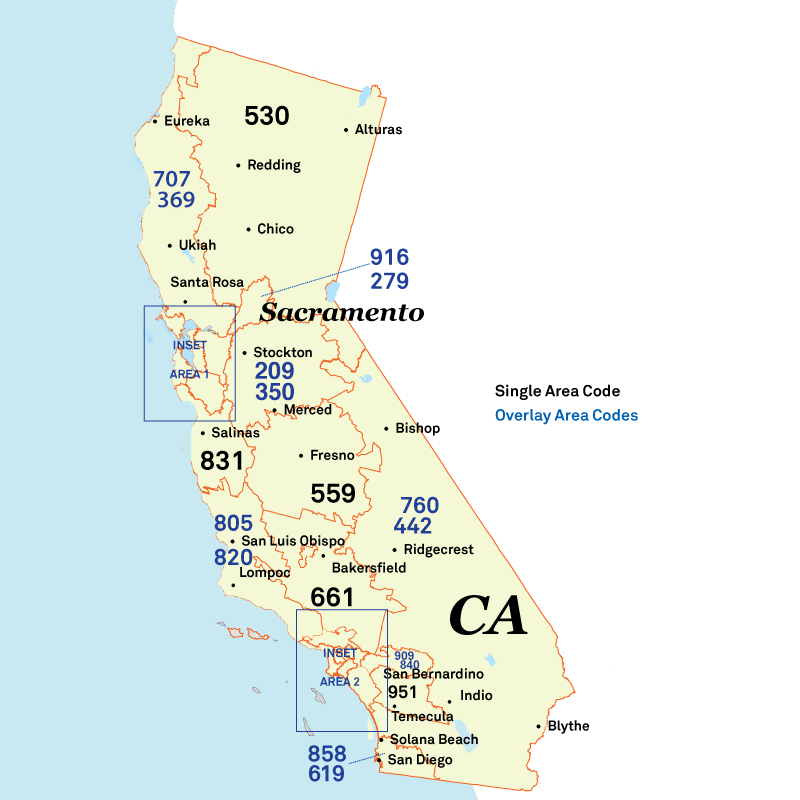  Area code 707 map